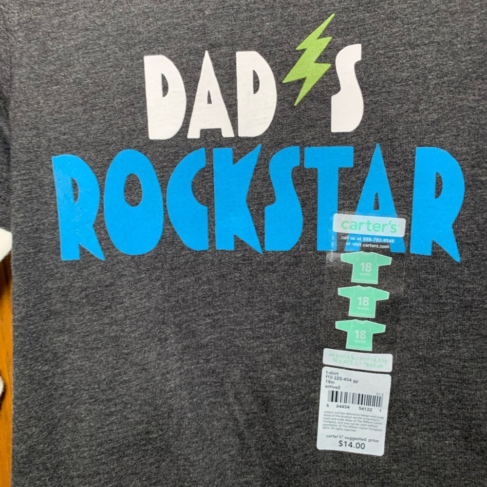 NWT Carter’s “Dad’s Rockstar” Layered Long Sleeve Tee – Size 18 Months - Picture 2 of 10